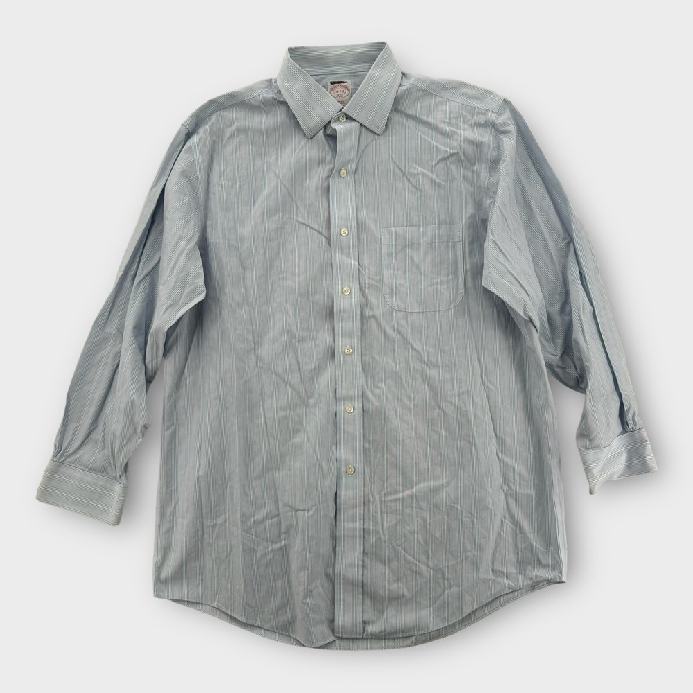 Brooks Brothers Dress Shirt Mens 16 2/3 Blue Striped Cotton Button Up